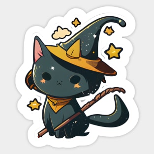 Mystical Black Cat Sticker